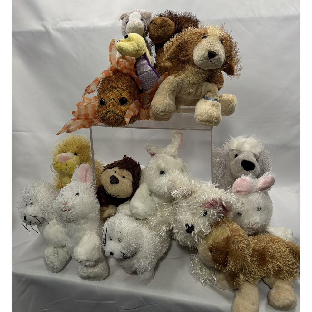 Webkinz Plush Lot 15 Total Seal Monkey Fish Dog  No Codes Retired GANZ VTG 2005